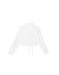 Tie Front Collared Shirt Blouse with Pockets
