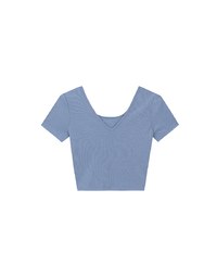 2 Way Neckline Ribbed Crop Tee