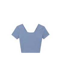 2 Way Neckline Ribbed Crop Tee