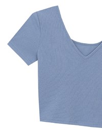 2 Way Neckline Ribbed Crop Tee