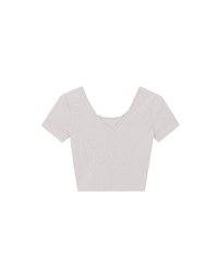 2 Way Neckline Ribbed Crop Tee