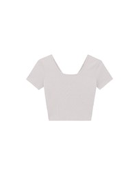 2 Way Neckline Ribbed Crop Tee