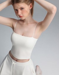 【Stain Resistant】Basic Spaghetti Strap Fitted Crop Cami Top