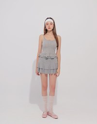 Fitted Knit Padded Cami Top with Flowy Ruffle Hemline