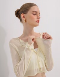 V Neck Fitted Crop Knit Cardigan Top