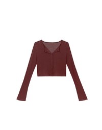 V Neck Fitted Crop Knit Cardigan Top