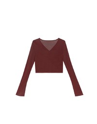 V Neck Fitted Crop Knit Cardigan Top
