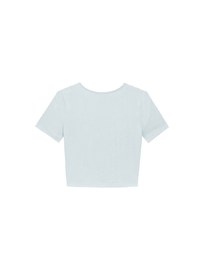 クルーネックボタンショートスリーブクロップドTシャツ