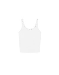 Metal Studded U Neck Ribbed Tank Top