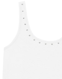 Metal Studded U Neck Ribbed Tank Top