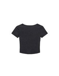 Mesh Panel Ruched Square Neck Ribbed Knit Crop Top