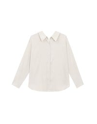 Lace Up Back Collar Long Sleeve Shirt Blouse