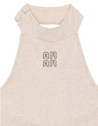 2 Way High Neck Sleeveless Crop Bra Top with AIR SPACE Logo Embroidery