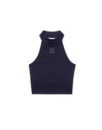 2 Way High Neck Sleeveless Crop Bra Top with AIR SPACE Logo Embroidery