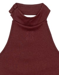 2 Way High Neck Sleeveless Crop Bra Top with AIR SPACE Logo Embroidery