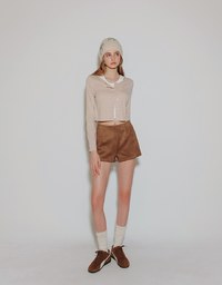 Simple Button Front Knit Long Sleeve Crop Cardigan