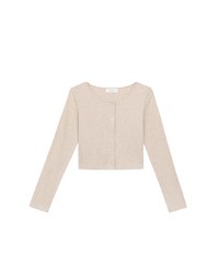 Simple Button Front Knit Long Sleeve Crop Cardigan