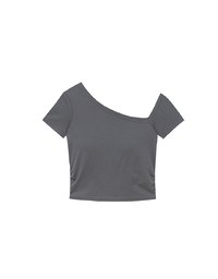Basic One Shoulder Fitted Ribbed Crop Bra Top