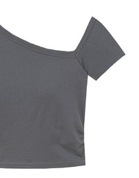 Basic One Shoulder Fitted Ribbed Crop Bra Top