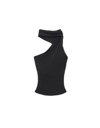 Asymmetrical One Shoulder  Padded Bra Top with Draped Scarf Detail