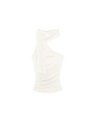 Asymmetrical One Shoulder Padded Bra Top with Draped Scarf Detail
