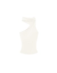 Asymmetrical One Shoulder Padded Bra Top with Draped Scarf Detail