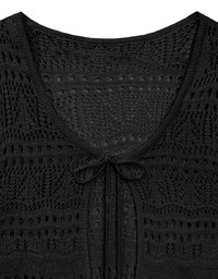 Crochet Open Knit Textured Long Sleeve Crop Cardigan