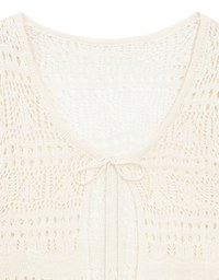 Crochet Open Knit Textured Long Sleeve Crop Cardigan