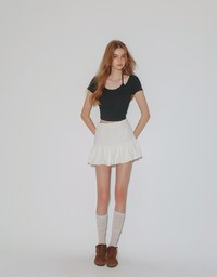 Faux 2 Piece Layered Halter Tie Crop Top with Ruched Sides