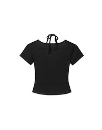 Faux 2 Piece Layered Halter Tie Crop Top with Ruched Sides