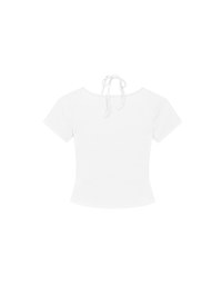 Faux 2 Piece Layered Halter Tie Crop Top with Ruched Sides