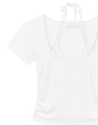 Faux 2 Piece Layered Halter Tie Crop Top with Ruched Sides