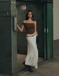 Asymmetrical One Shoulder Ruched Crop Bra Top with Spaghetti Strap