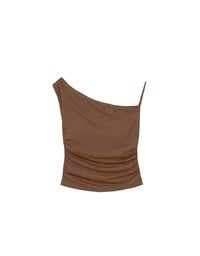 Asymmetrical One Shoulder Ruched Crop Bra Top with Spaghetti Strap