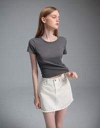 【Stain Resistant】Metal Studded A Line Jeans Denim Skirt