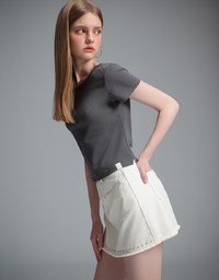 【Stain Resistant】Metal Studded A Line Jeans Denim Skirt