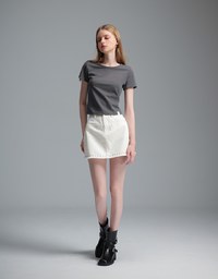 【Stain Resistant】Metal Studded A Line Jeans Denim Skirt