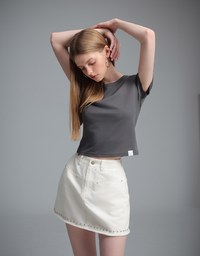 【Stain Resistant】Metal Studded A Line Jeans Denim Skirt