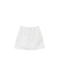 【Stain Resistant】Metal Studded A Line Jeans Denim Skirt