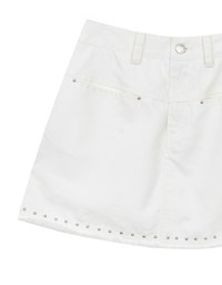 【Stain Resistant】Metal Studded A Line Jeans Denim Skirt