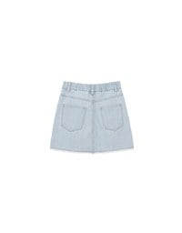 Metal Studded Distressed Hem Jeans Denim Mini Skirt