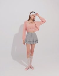 High Waist Layered Ruffle Hem Mini Skirt