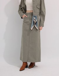 High Waisted Straight Cut Jeans Denim Maxi Skirt