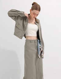 High Waisted Straight Cut Jeans Denim Maxi Skirt