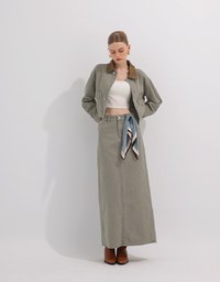 High Waisted Straight Cut Jeans Denim Maxi Skirt