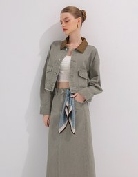 High Waisted Straight Cut Jeans Denim Maxi Skirt