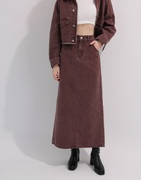 High Waisted Straight Cut Jeans Denim Maxi Skirt