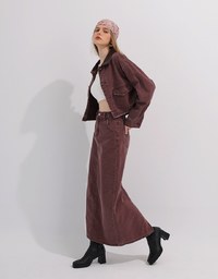 High Waisted Straight Cut Jeans Denim Maxi Skirt
