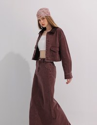 High Waisted Straight Cut Jeans Denim Maxi Skirt