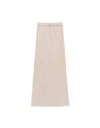 AIR SPACE Logo Embroidered Belted Straight Maxi Skirt